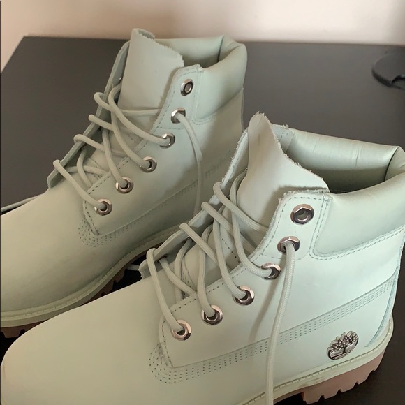 mint green timberlands